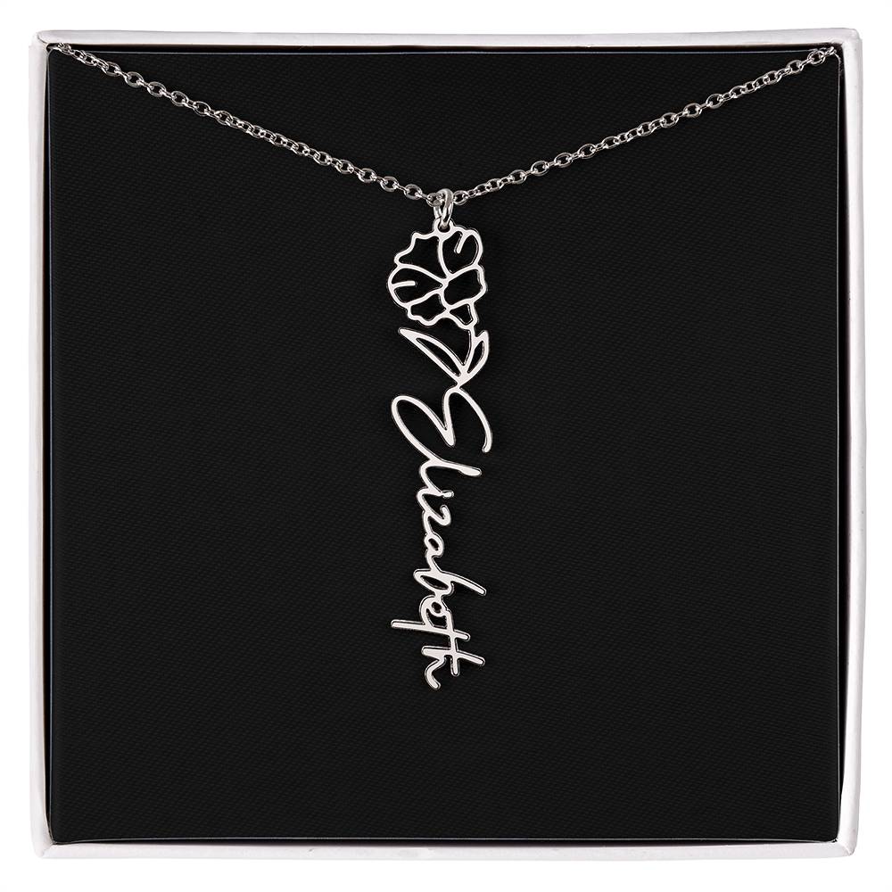 Flower Name Necklace For Her