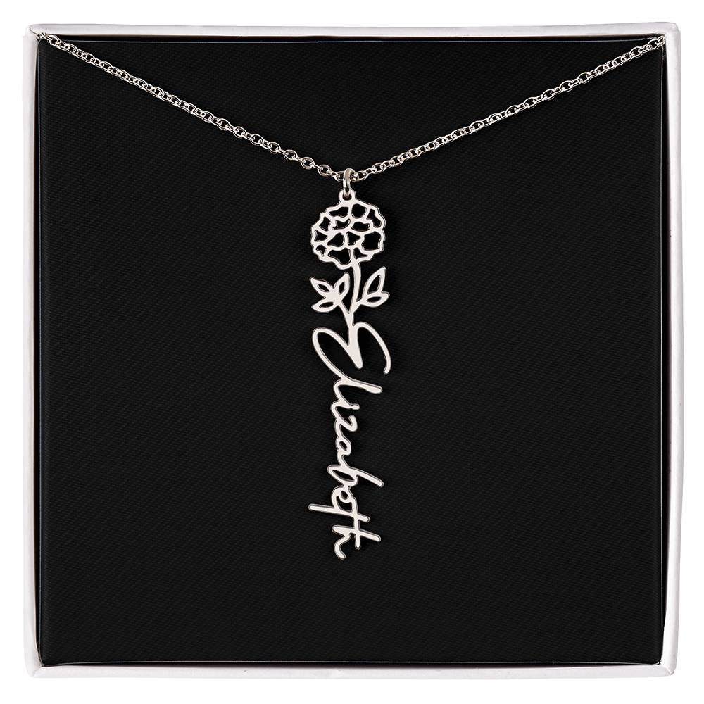 Flower Name Necklace For Her