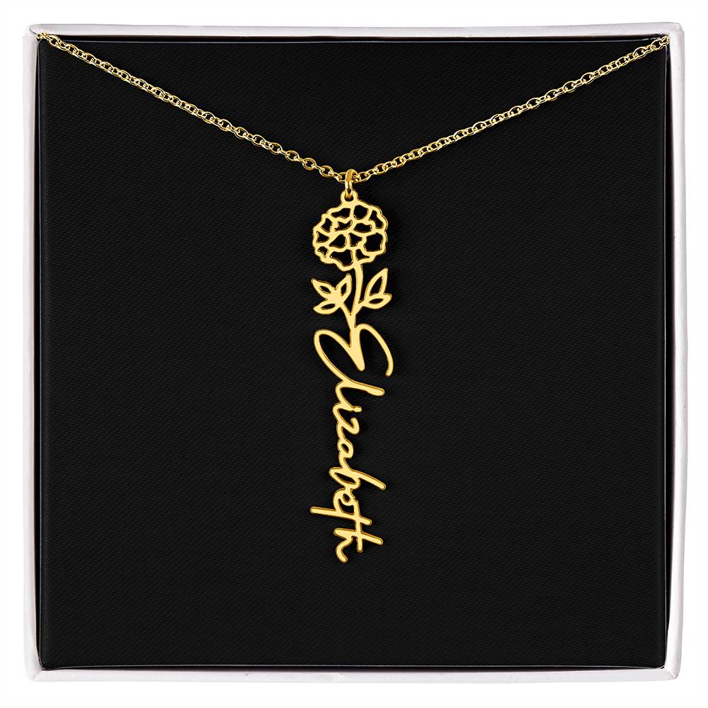 Flower Name Necklace For Her