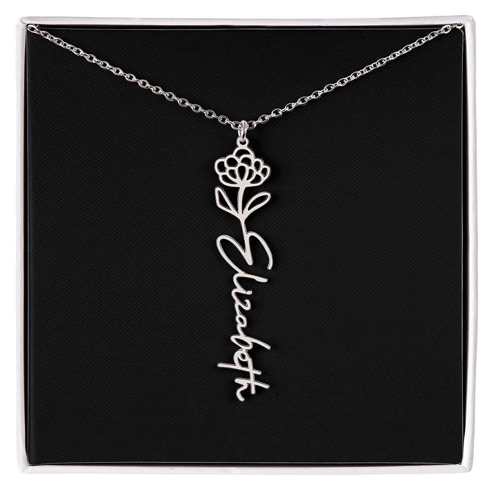 Flower Name Necklace For Her
