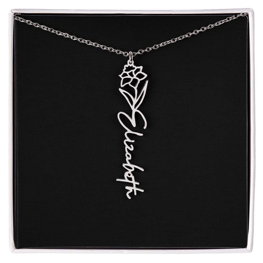 Flower Name Necklace For Her