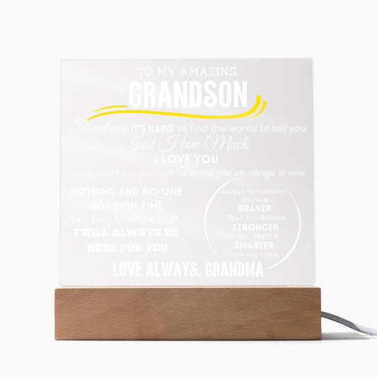 To My Amazing Grandson Acrylic Plaque Transparent, Gift For Grandson