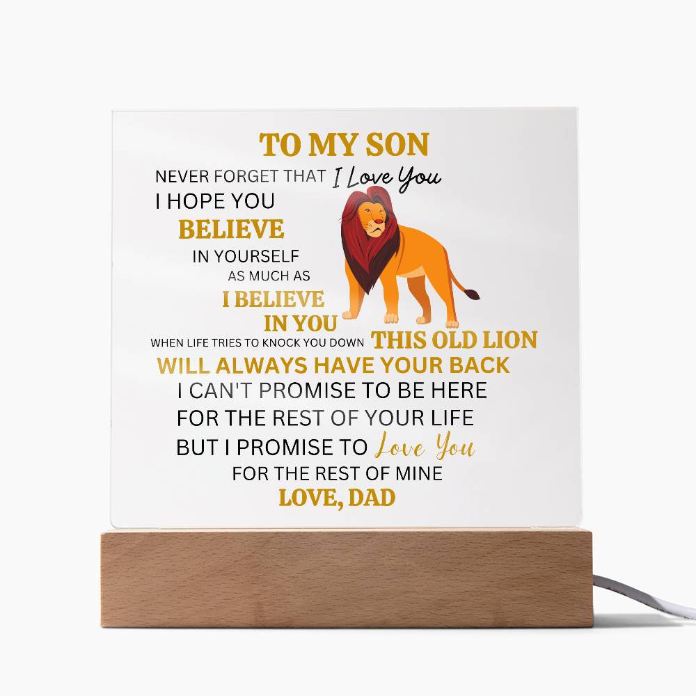 This Old Lion Acrylic Plaque, Gift From Dad For Son, Newborn Birthday Graduation Gift for Him, Personalized Message Acrylic Sign From Dad