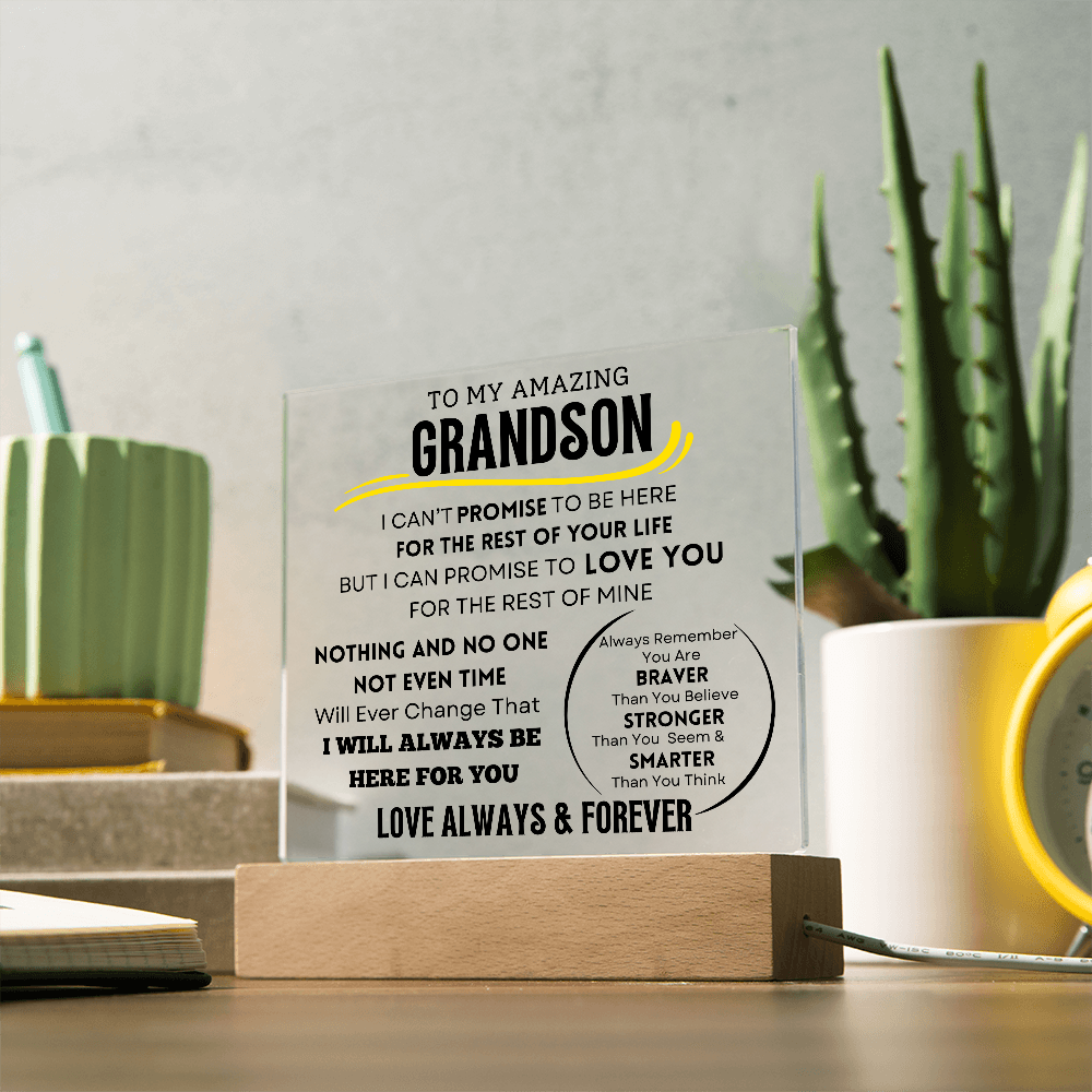 To My Grandson Acrylic LED Light Plaque
