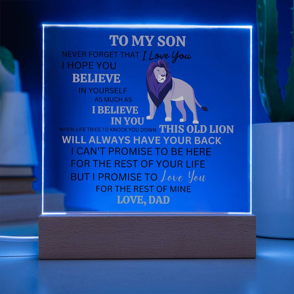 This Old Lion Acrylic Plaque, Gift From Dad For Son, Newborn Birthday Graduation Gift for Him, Personalized Message Acrylic Sign From Dad