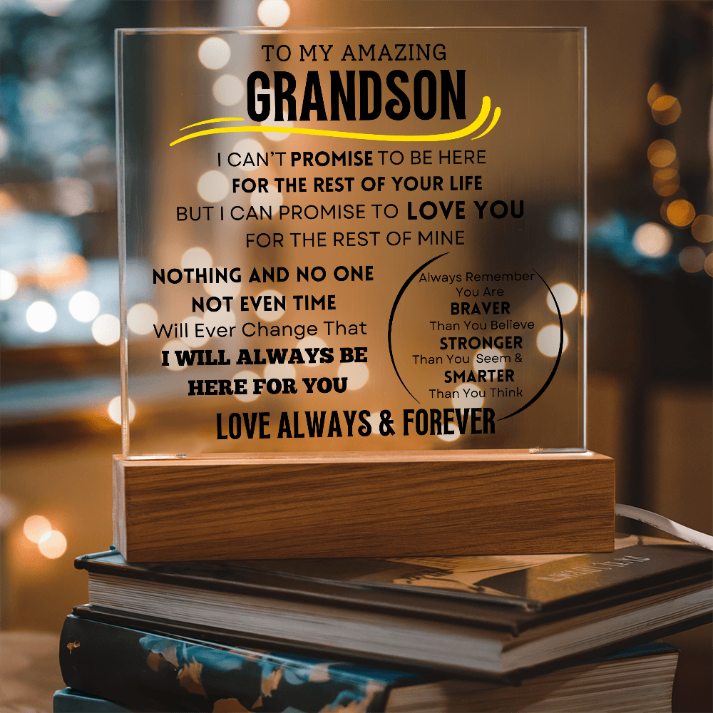 To My Grandson Acrylic LED Light Plaque