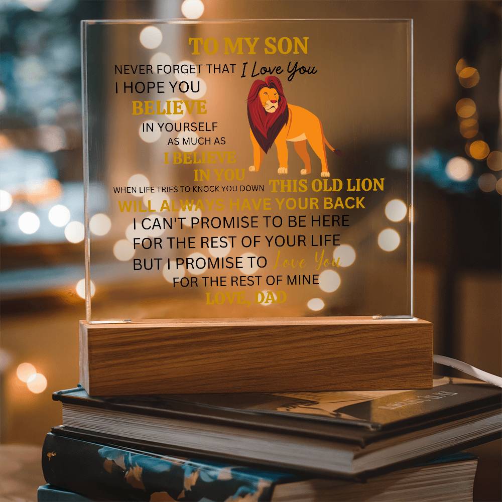 This Old Lion Acrylic Plaque, Gift From Dad For Son, Newborn Birthday Graduation Gift for Him, Personalized Message Acrylic Sign From Dad