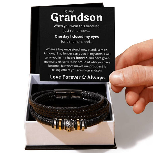 To My Grandson Bracelet For Him, Personal Engraving