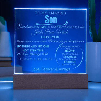 To My Amazing Son Engraved Acrylic