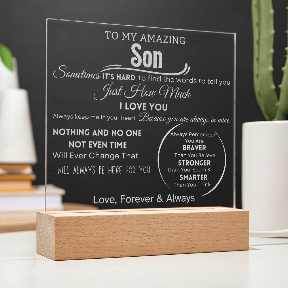 To My Amazing Son Engraved Acrylic