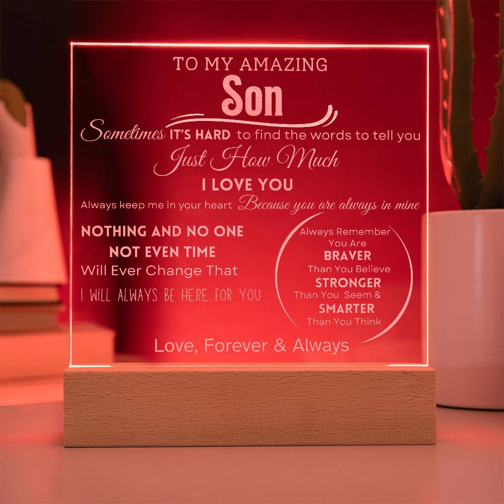 To My Amazing Son Engraved Acrylic