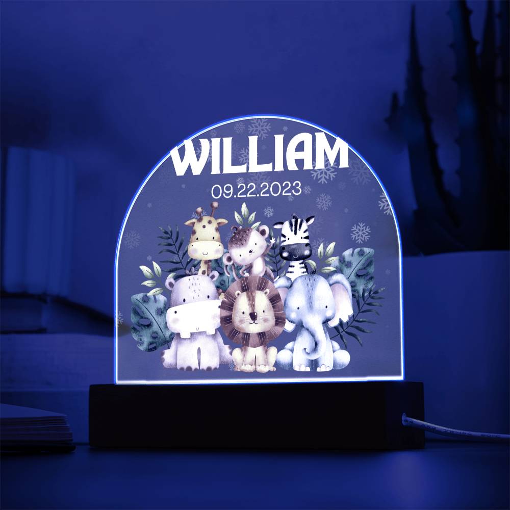 Custom Name & Date Animal Acrylic Night Light