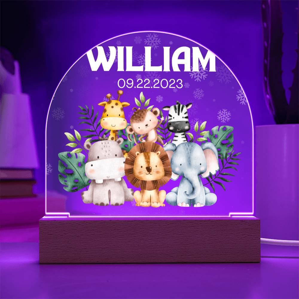 Custom Name & Date Animal Acrylic Night Light