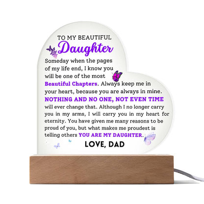 To My Beautiful Daughter Acrylic Plaque, Love Dad