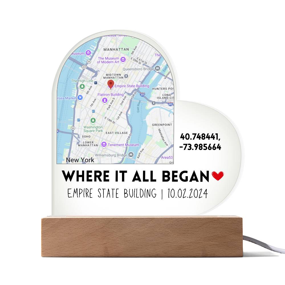 Custom Map Heart Acrylic
