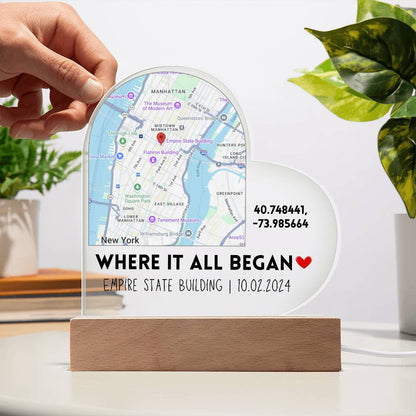 Custom Map Heart Acrylic