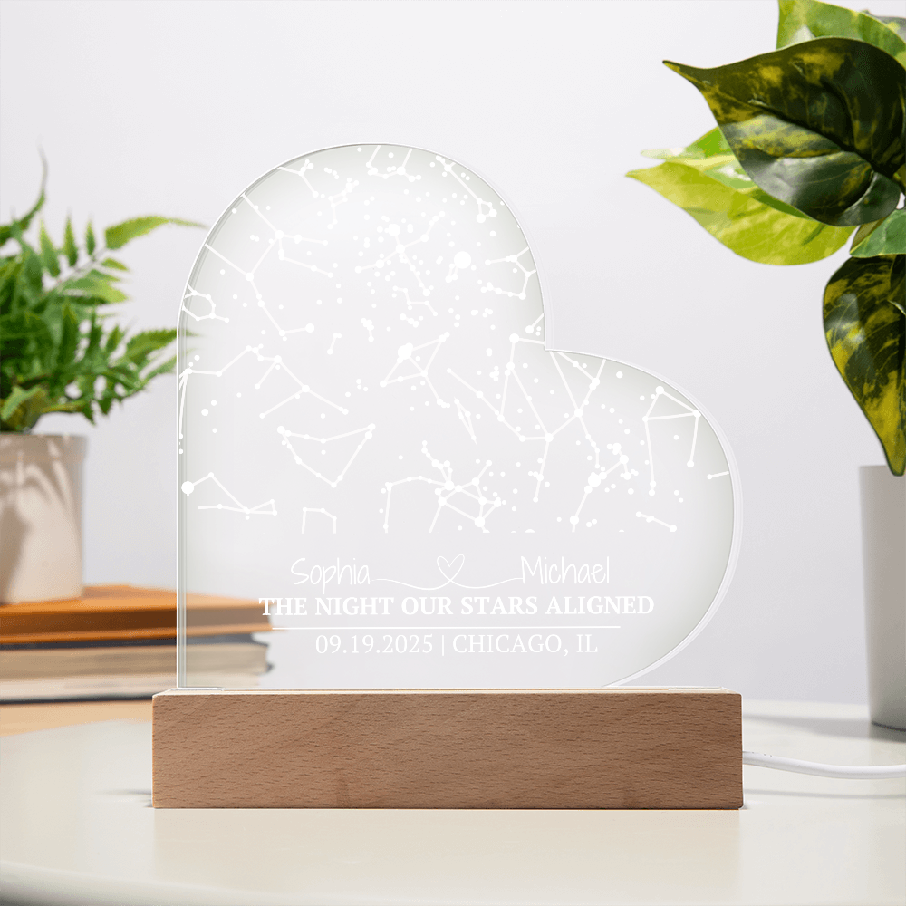 Night Our Stars Aligned Heart Acrylic Plaque