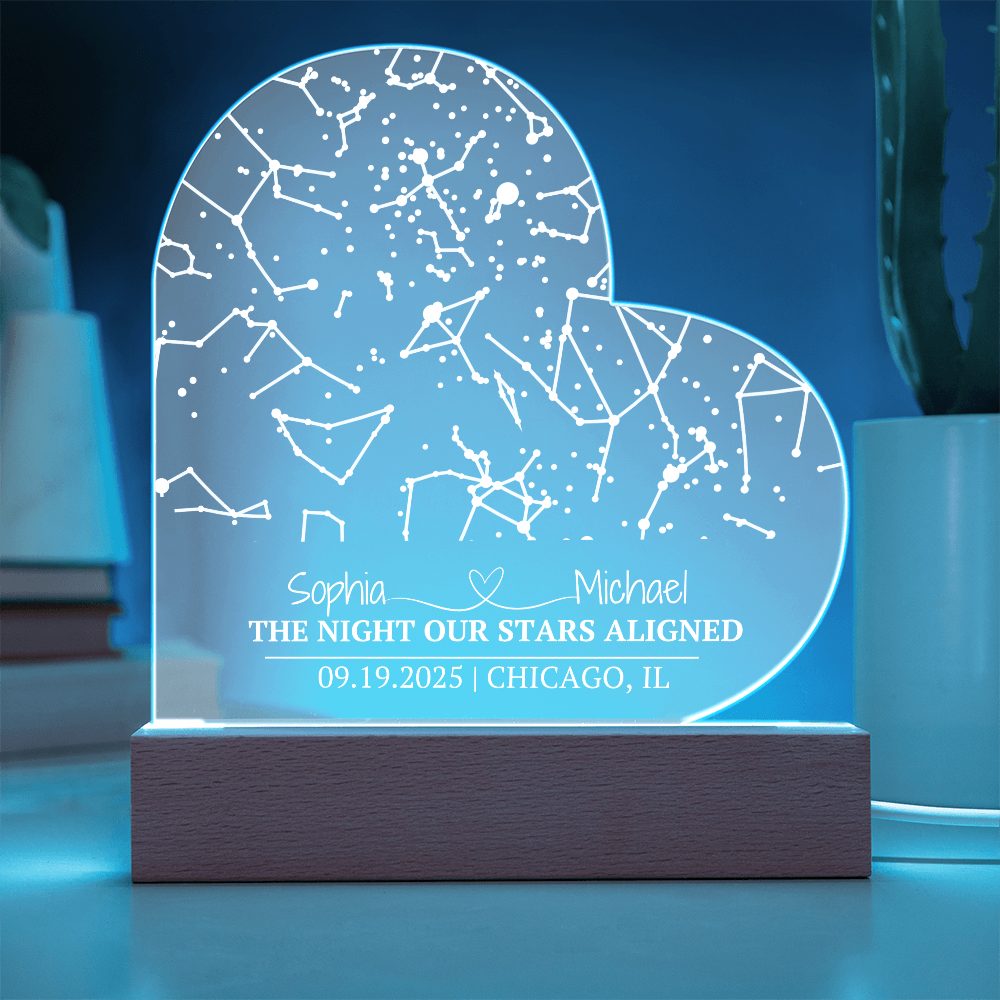 Night Our Stars Aligned Heart Acrylic Plaque