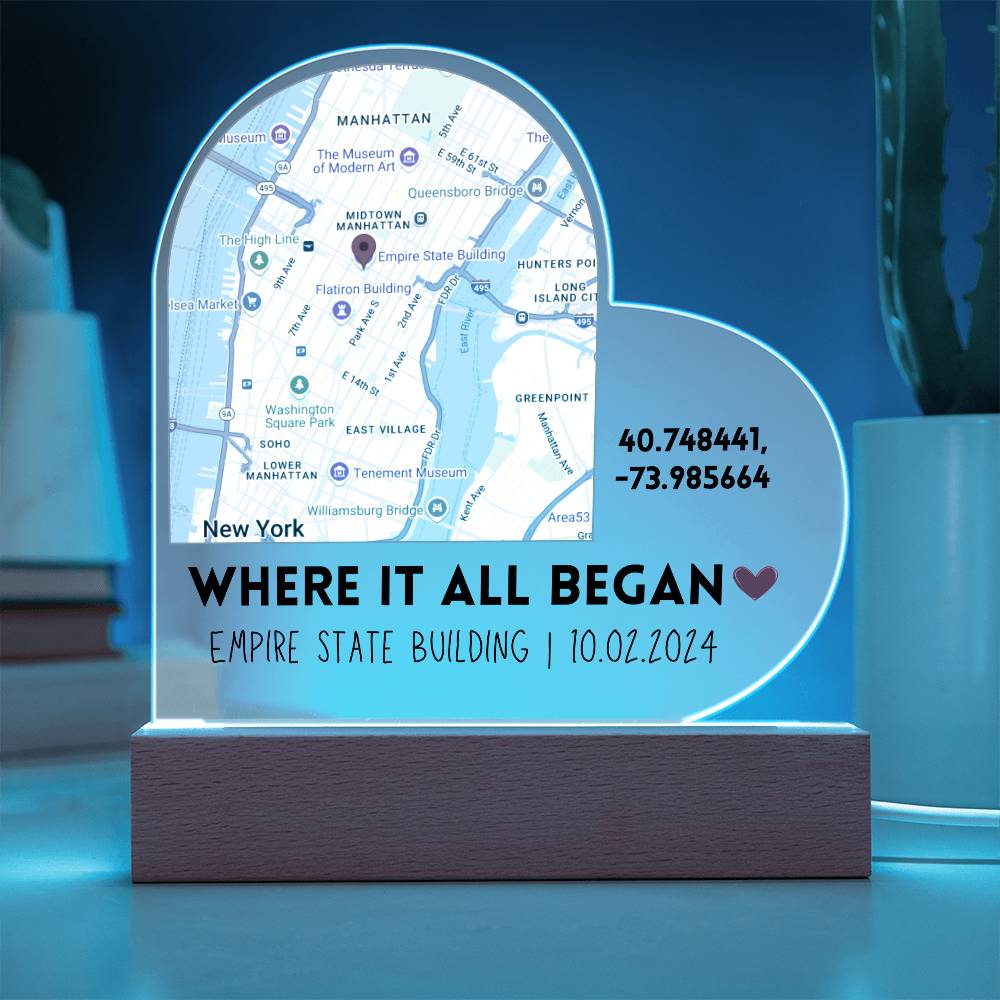 Custom Map Heart Acrylic