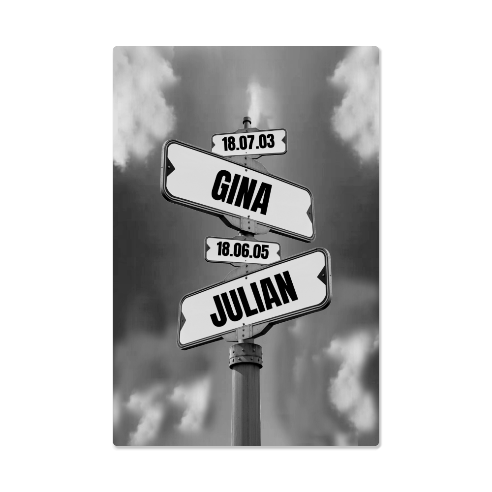 Custom Family Name Metal Art Print 2 Names