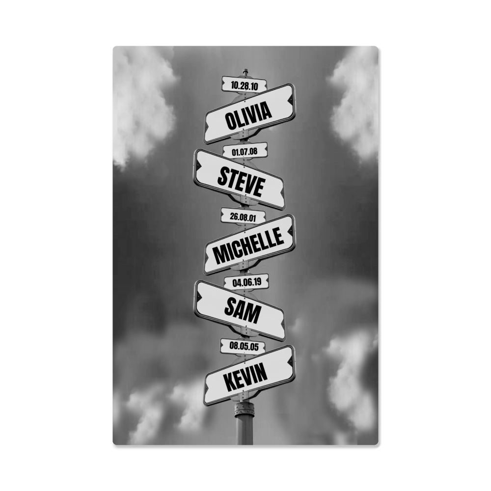 Custom Family Name Metal Art Print 5 names