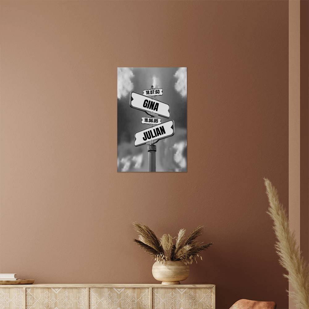 Custom Family Name Metal Art Print 2 Names