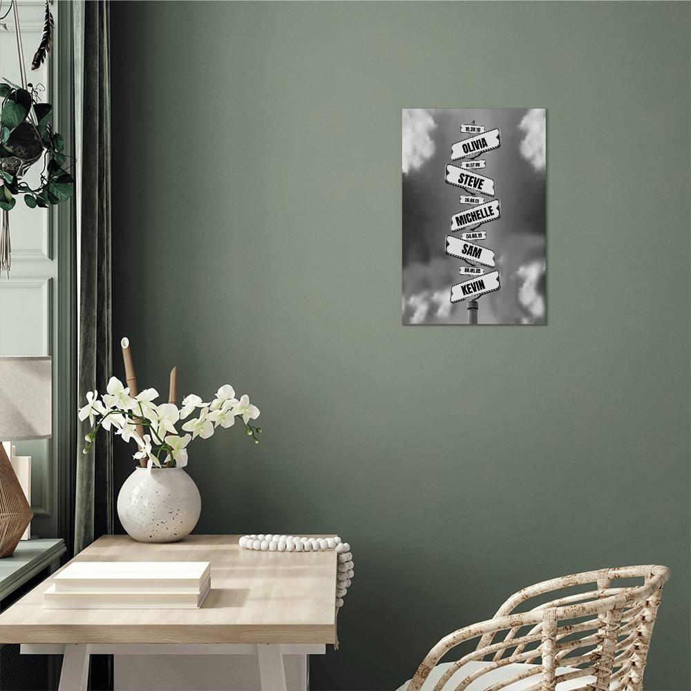 Custom Family Name Metal Art Print 5 names