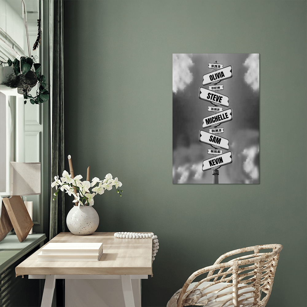 Custom Family Name Metal Art Print 5 names