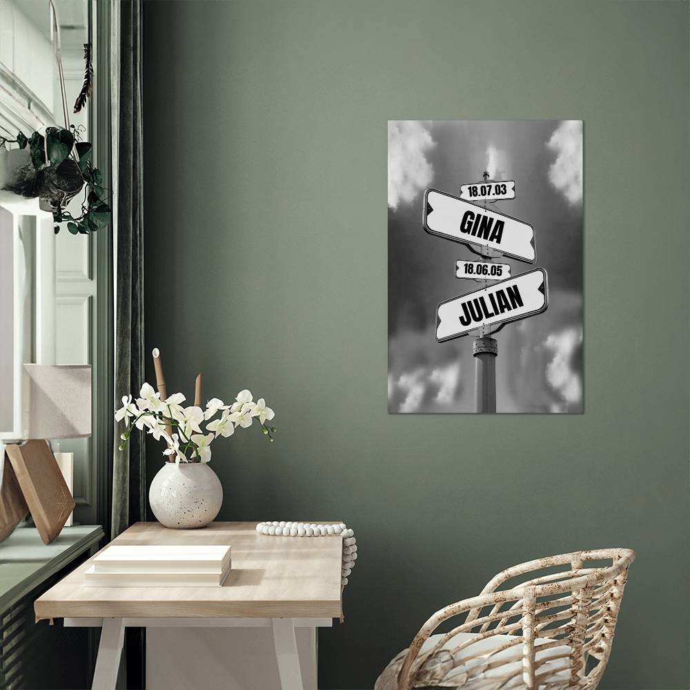 Custom Family Name Metal Art Print 2 Names