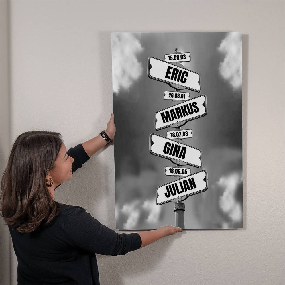 Custom Family Name Sign Metal Art Print
