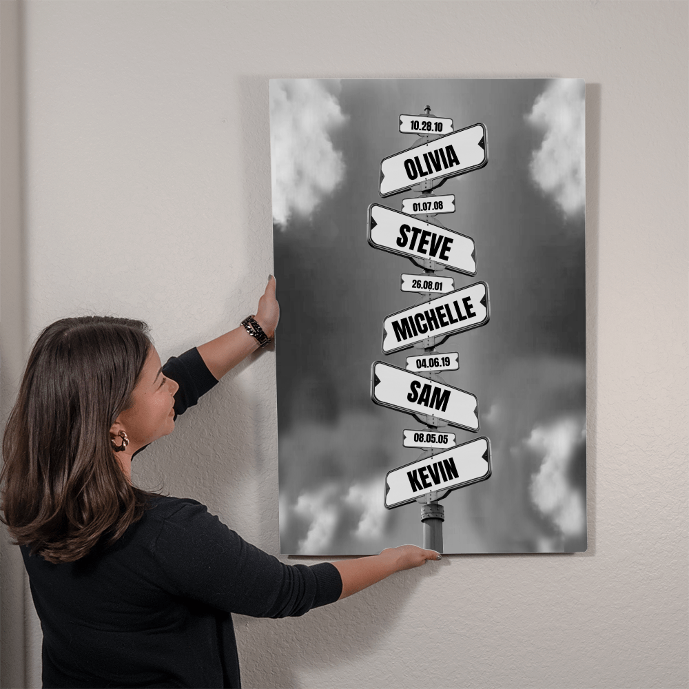 Custom Family Name Metal Art Print 5 names