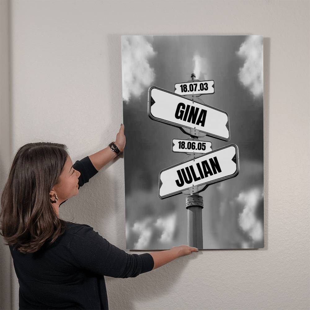Custom Family Name Metal Art Print 2 Names