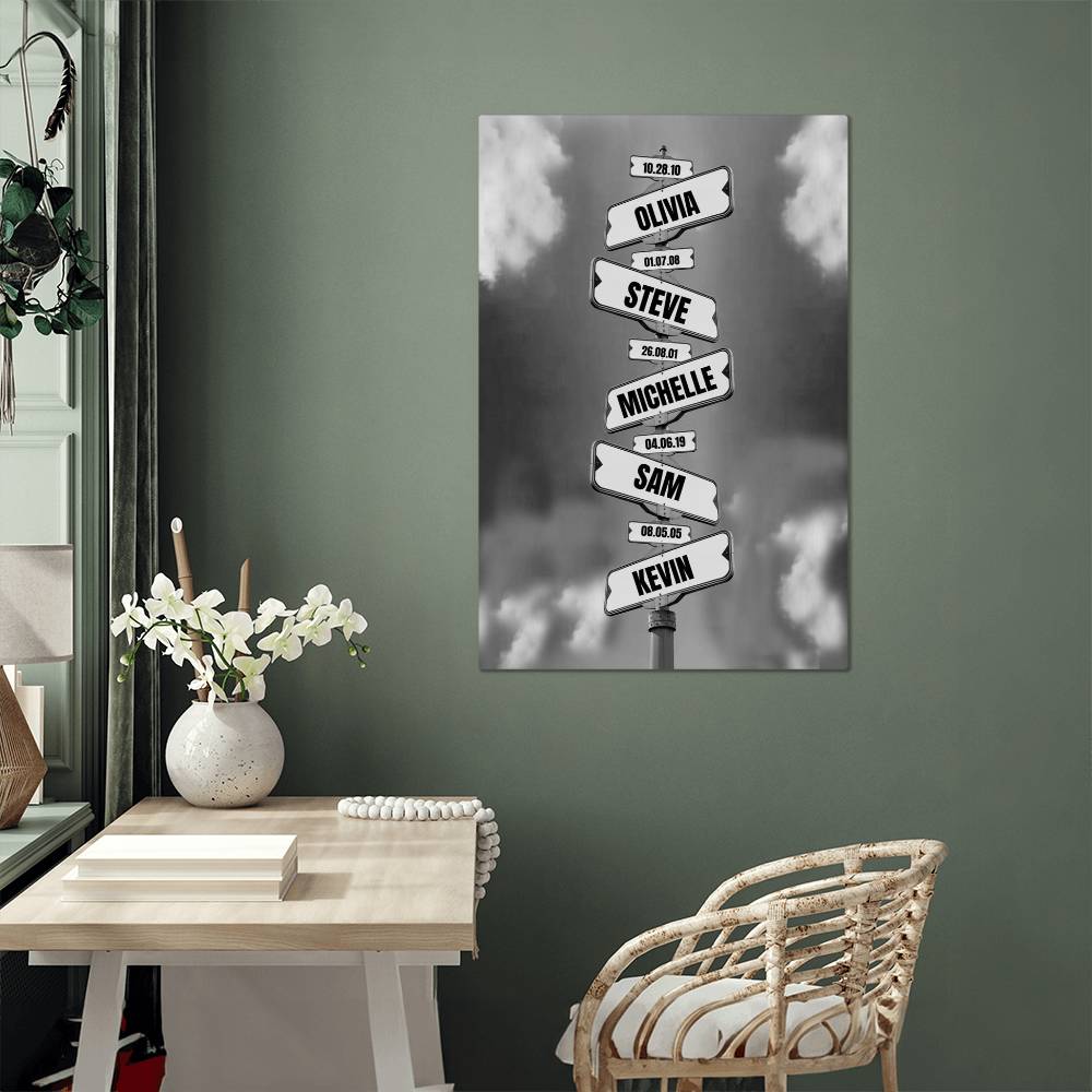 Custom Family Name Metal Art Print 5 names