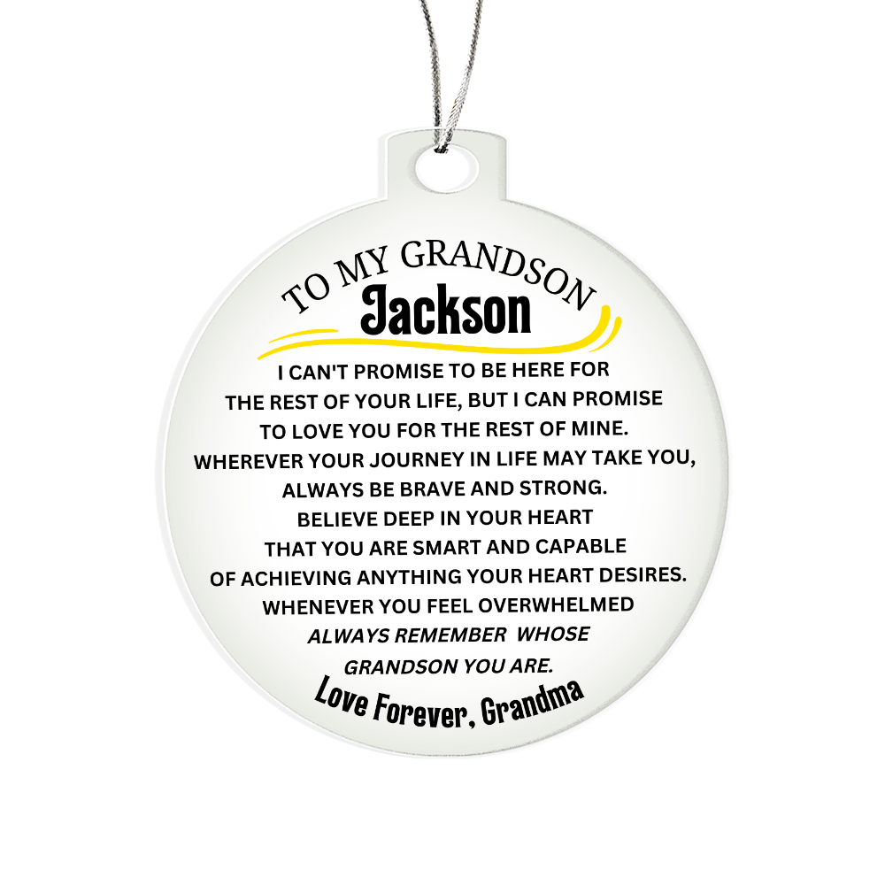 To My Grandson Custom Acrylic Circle Ornament