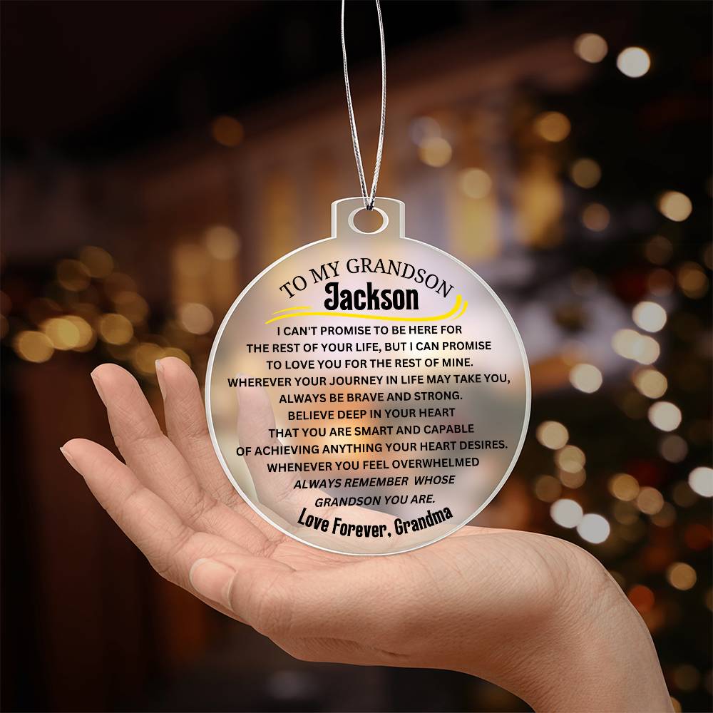 To My Grandson Custom Acrylic Circle Ornament