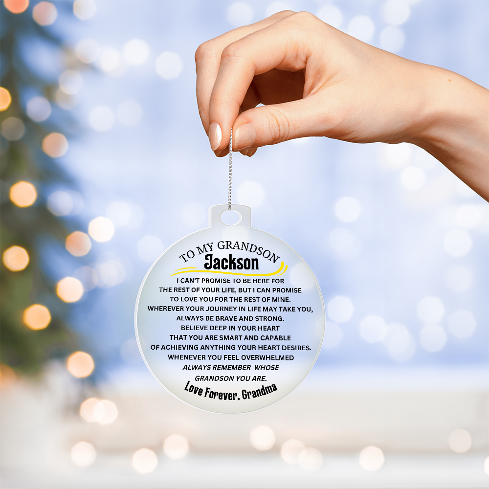 To My Grandson Custom Acrylic Circle Ornament