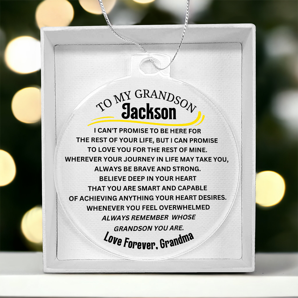 To My Grandson Custom Acrylic Circle Ornament