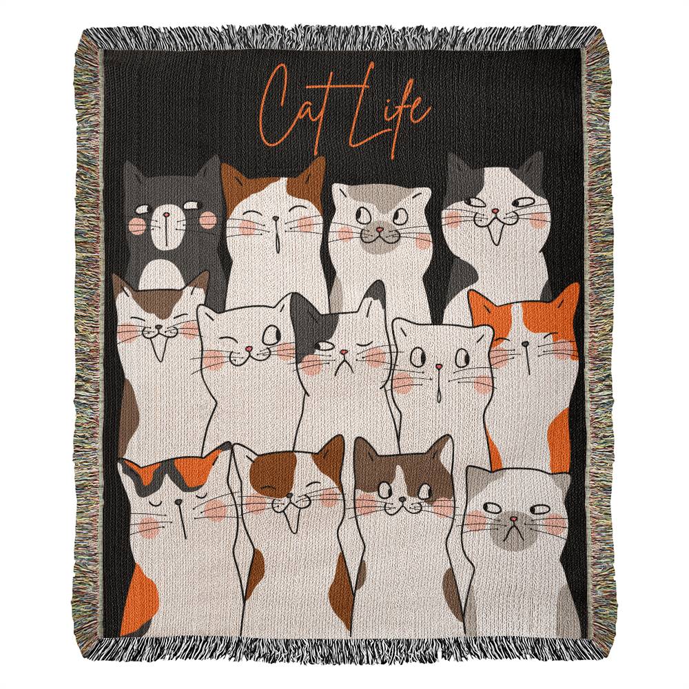 Cat Life Woven Throw Blanket