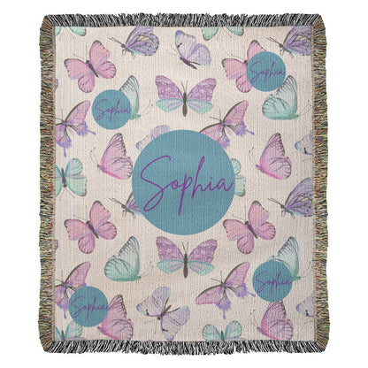 Custom Name Blanket Butterfly Style