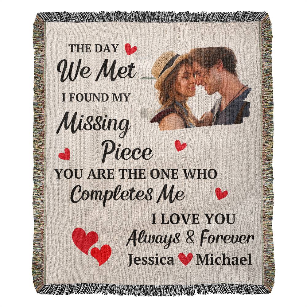 Found My Missing Piece Woven Throw Blanket for Couples