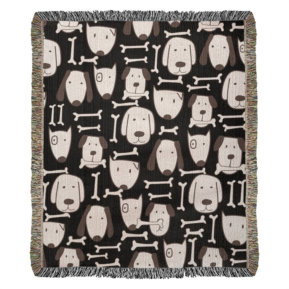 Dog and Bone Woven Throw Blanket