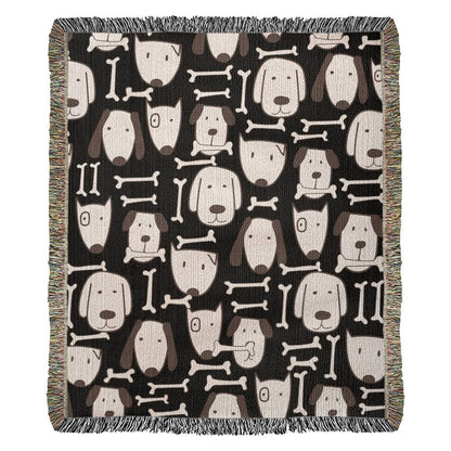 Dog and Bone Woven Throw Blanket