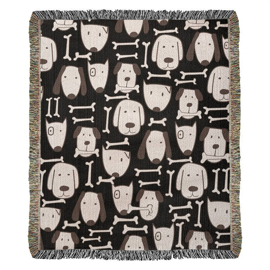 Dog and Bone Woven Throw Blanket
