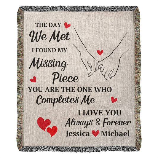 Found My Missing Piece Woven Throw Blanket for Couples Interlocking Pinky