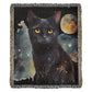 Cat and Moon Heirloom Woven Throw Blanket