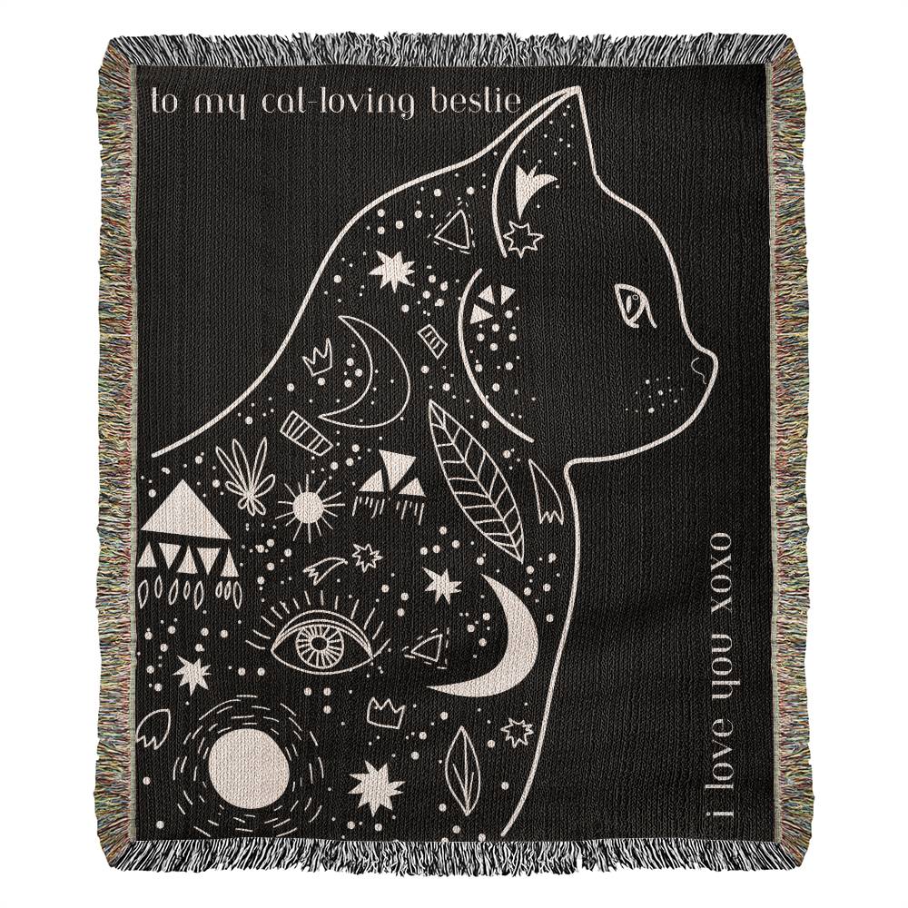 To My Cat-Loving Besties Woven Personalized Blanket