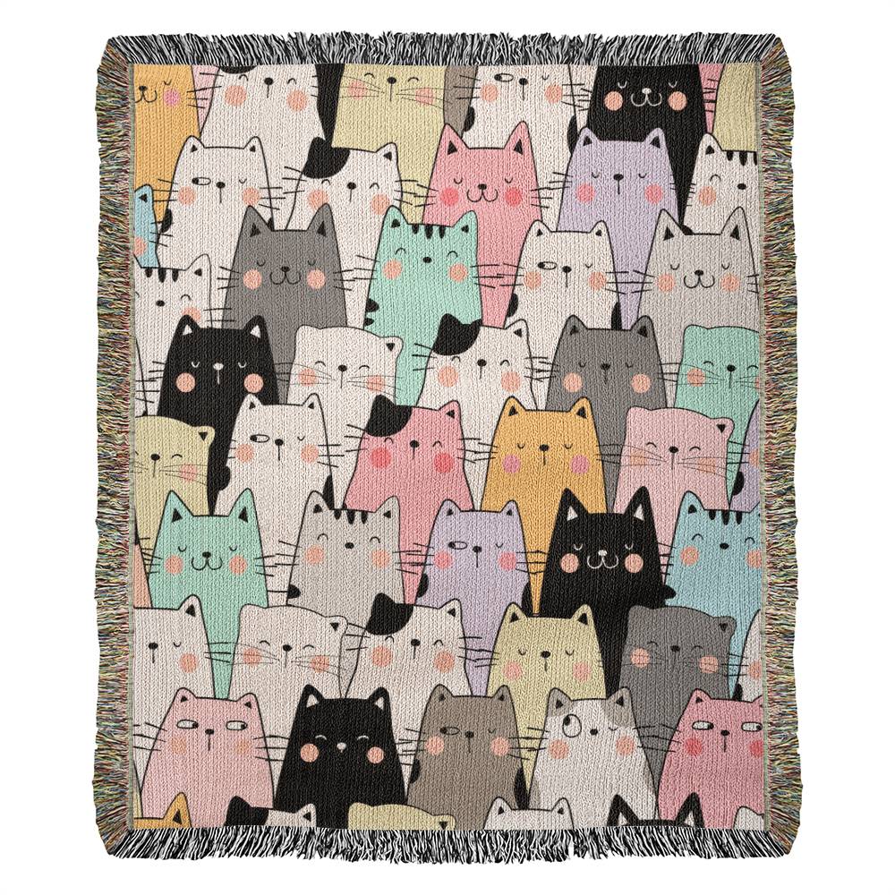 Cat Woven Throw Blanket