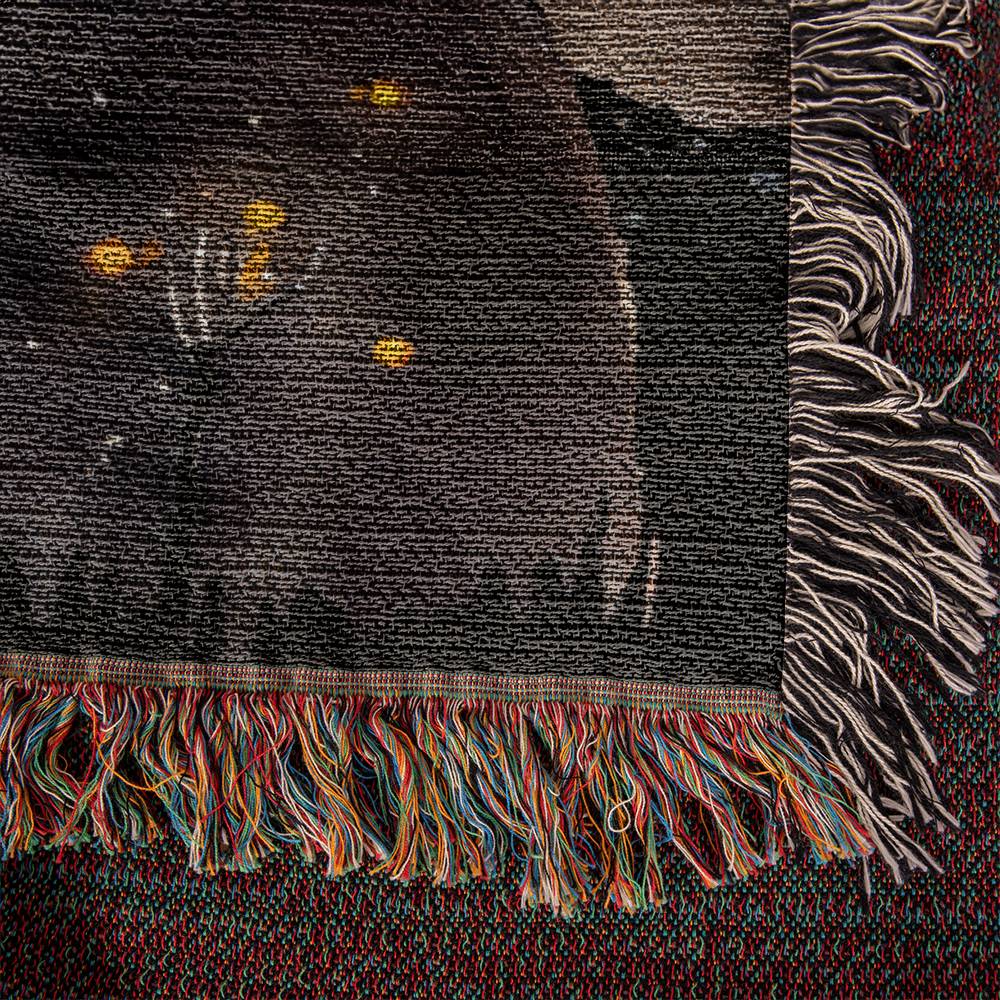 Cat and Moon Heirloom Woven Throw Blanket