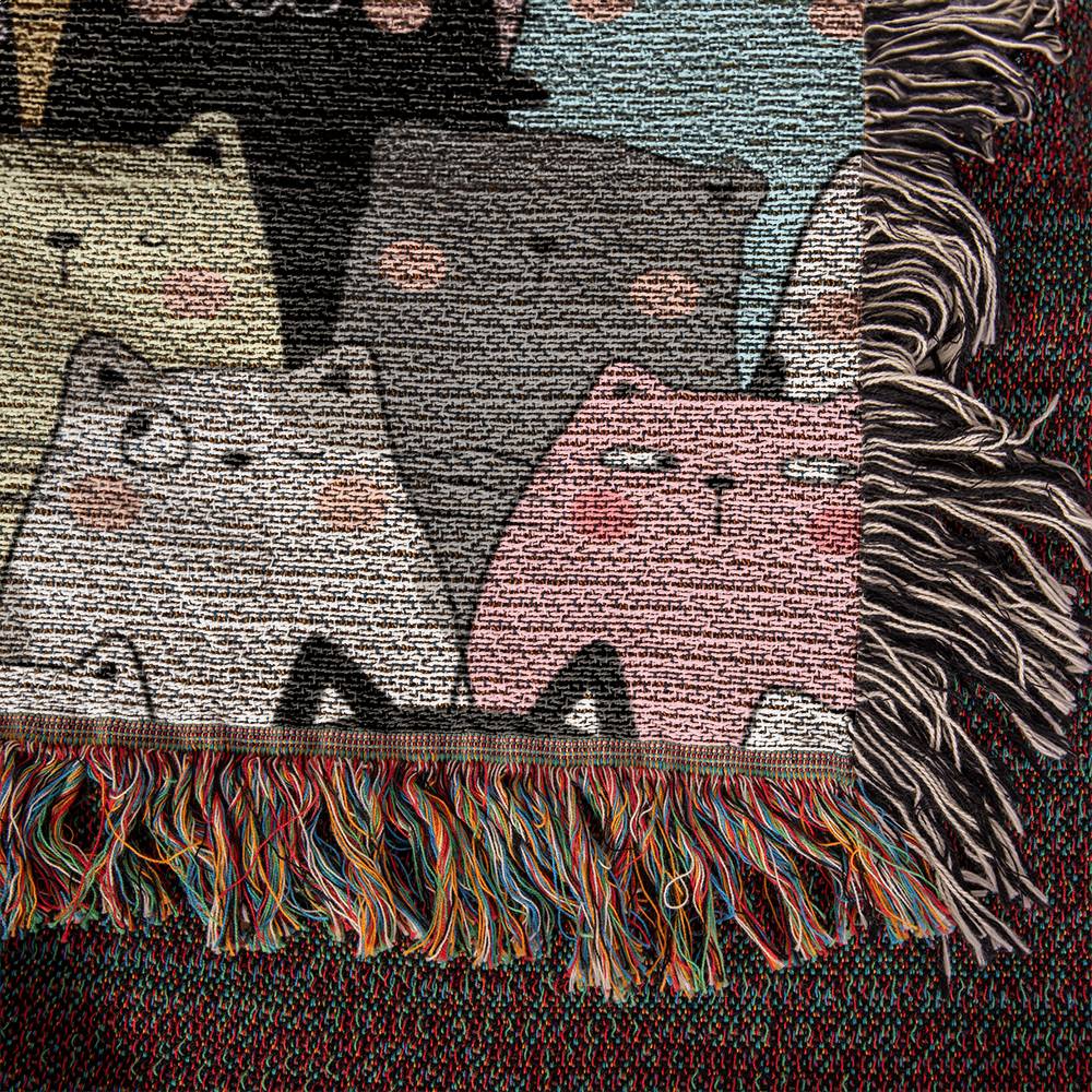 Cat Woven Throw Blanket