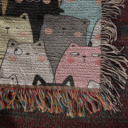 Cat Woven Throw Blanket